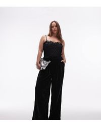 ASOS - Asos Design Curve Textured Velvet Tailored Wide Leg Pants - Lyst