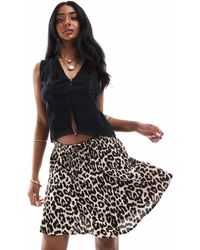 ONLY - Falda Pantalón Con Estampado De Leopardo Y Cinturilla Elástica De -Neutro - Lyst