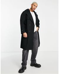 Uomo Abbigliamento da Cappotti da Impermeabili e trench Trench lungo impermeabile color pietra con cinturaASOS in Seta da Uomo colore Neutro 