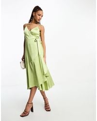 Style Cheat - Cami Wrap Satin Midi Dress - Lyst