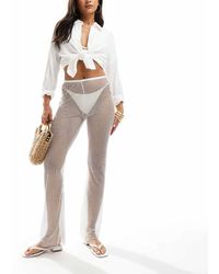 ASOS - Flare-Broek Van Visnet Met Siersteentjes - Lyst