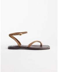 Mango - 100% Suede Leather Strappy Flat Sandals - Lyst