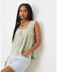 ASOS - Cotton Lace Trim Babydoll Top - Lyst