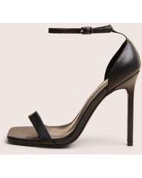 Public Desire - Chaos Black Pu Square Toe Strappy Barely There Stiletto Heel - Lyst