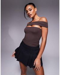 Oh Polly - Lida Off Shoulder Cut-Out Bodysuit - Lyst