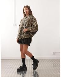 Noisy May - Oversized Collarless Teddy Jacket - Lyst