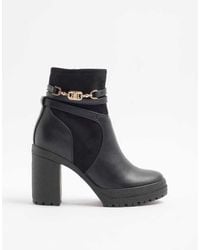 River Island - Hardware Strap Heeled Boots - Lyst