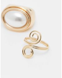 Reclaimed (vintage) - – 2er-pack e ringe mit schnörkel- und zierperlen-designs - Lyst