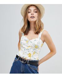ASOS Asos Design Petite Soft Bralet In Yellow Floral - Multicolour