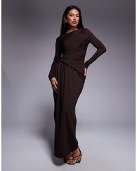 ASOS - Long Sleeve Drape Maxi Dress - Lyst