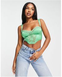 Love Triangle - Corset Top With Lace Trim - Lyst
