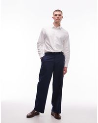 TOPMAN - Wide Leg Linen Blend Trousers - Lyst