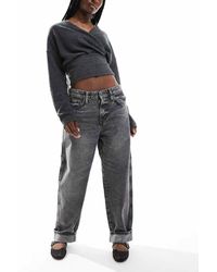 Pull&Bear - Jeans Met Wijde Ronde Pijpen En Halfhoge Taille - Lyst