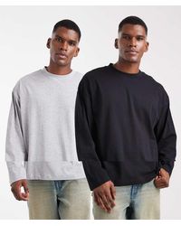 ASOS - Set Van 2 Oversized Basic T-Shirts Met Lange Mouwen - Lyst