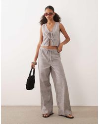 Brave Soul - Wide Leg Pants With Tie Waist - Lyst
