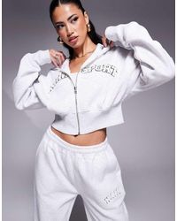 Kaiia - Embroidered Borg Logo Cropped Zip Through Hoodie Co-ord - Lyst