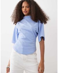 ASOS - Short Sleeve With High Neck Top - Lyst