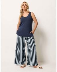 Yours Clothing - Stripe Wide Leg Trousers - Lyst