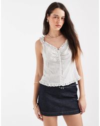 Object - Top boutonné froncé aux épaules - rayures hes - Lyst