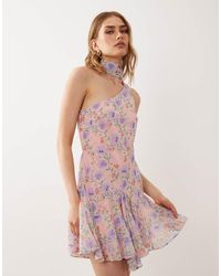 ASOS - On Shoulder Mini Dress With Scarf - Lyst