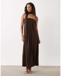 ASOS - Bandeua Pleated Trapeze Midi Dress With Scarf Detail - Lyst