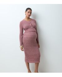 Mama.licious - Mamalicious Falda Midi Premamá De Punto Acanalado, Parte De Un Conjunto, En Rosa Topo Jaspeado - Lyst