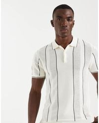 Blend - 100% Cotton Thin Stripe Slim Fit Knit Polo - Lyst