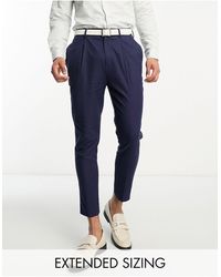 ASOS - Smart Tapered Linen Mix Trousers - Lyst