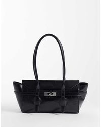 ASOS - Borsa Shopping Nera Con Cinturino E Chiusura Con Gancio - Lyst