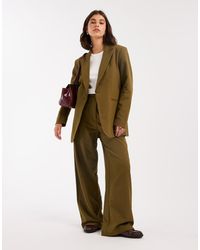 ASOS - Pantalones De Sastre Caquis De Pernera Recta Holgada De -Verde - Lyst