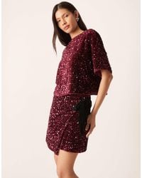 ASOS - Velvet Sequin Wrap Mini Skirt Set - Lyst