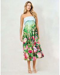 Hope & Ivy - The Bloom Printed Bandeau Midi Dress - Lyst
