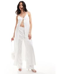 Y.A.S - Y.a.s Bridal Satin Tie Front Maxi Cami Top Co-ord With Train - Lyst