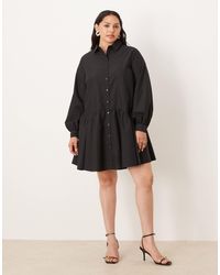 ASOS - Asos Design Curve Mini Shirt Dress With Wide Cuffs And Oversized Pockets - Lyst