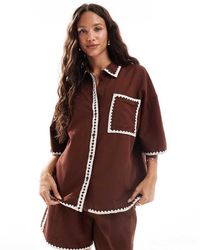 Vero Moda - Oversized Shirt Co-ord With Contrast Stitching - Lyst