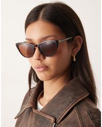 ASOS - Curved Slim Cat Eye Sunglasses - Lyst