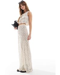 4th & Reckless - Floral Crochet Scallop Hem Beach Maxi Skirt Co-ord - Lyst