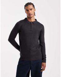 Brave Soul - Knitted Ribbed Quarter Zip Jumper - Lyst