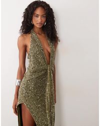 club l rainbow sequin wrap front maxi dress Rainbow Fever 70s Disco Wrap Dress M
