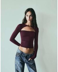 Bershka - Polyamide Cut-out T-shirt - Lyst
