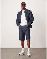 ASOS - Co-ord Long Length Denim Jorts With Pinstripes - Lyst