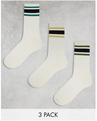 ASOS - Confezione da 3 paia di calzini bianchi con righe multicolore - Lyst