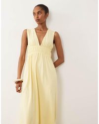 ASOS - Ruched Bodice Plunge Maxi Dress - Lyst