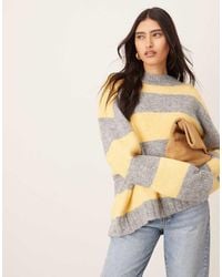 ARRANGE - Oversized Gebreide Gestreepte Trui Met Ronde Hals - Lyst