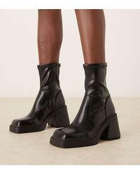 ASOS - Wide Fit Reign Square Toe Mid-heel Platform Boots - Lyst