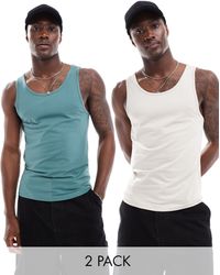 ASOS - 2 Pack Muscle Fit Singlet - Lyst