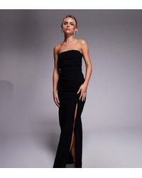 Vesper Petite - Vestido Largo Con Escote Palabra De Honor, Cintura Fruncida Y Abertura Hasta El Muslo De Bengalina De - Lyst