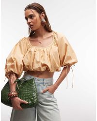 ASOS - Crop Top Met Pofmouwen - Lyst