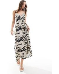 Mango - Vestito Lungo Con Spalline Sottili Con Stampa Pitonata - Lyst