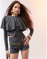 ASOS - – gerippte, flauschige cape-strickjacke - Lyst